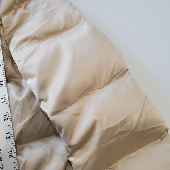 Ann Taylor Jacket Womens Medium Beige Down Puffer Short Coat Fleece Lined - Picture 8 of 11